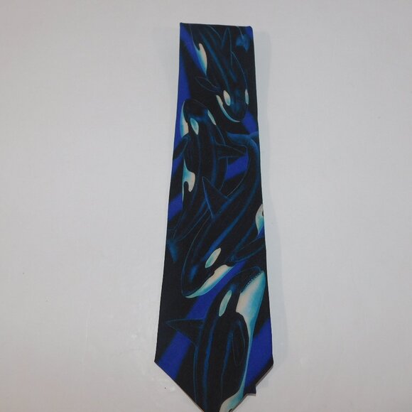 VTG 1994 D'em Crazy Blaine Heilman Killer Whale Orca Mens Neck tie - Picture 2 of 8